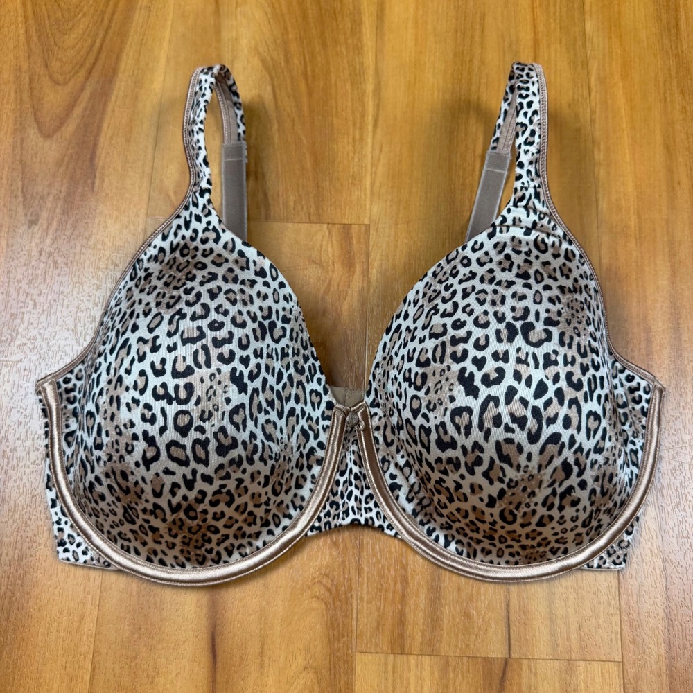 Bali One Smooth U Ultra Light Underwire Bra 38DD Leopard Print 3470 Tan Brown
